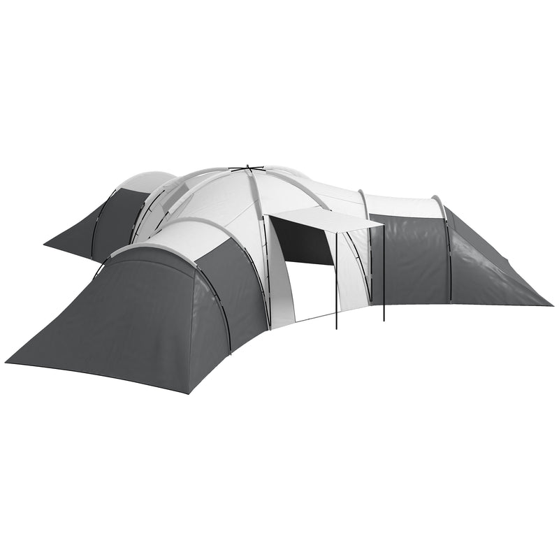 Large Family Camping Tent with Three Bedrooms and Living Room for Group Trips Dark Grey