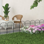 Set of 8 Metal Garden Fence Panels Decorative Picket Style for Outdoor Borders Black AOSOM