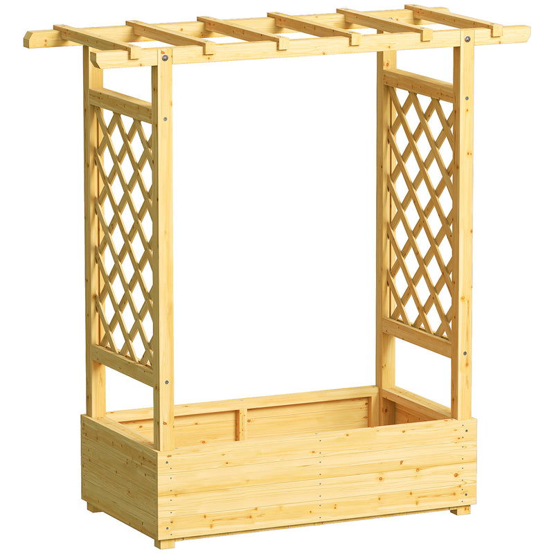 Wooden Raised Garden Planter With Trellis And Roof For Vegetables And Flowers Natural AOSOM