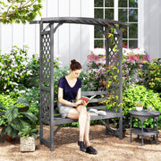 Grey Wooden Garden Arbour Bench with Seat for Climbing Plants and Vines