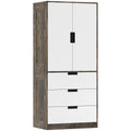 Double Wardrobe with Drawers for Organised Bedroom Storage and Soft Close Doors Rustic Brown