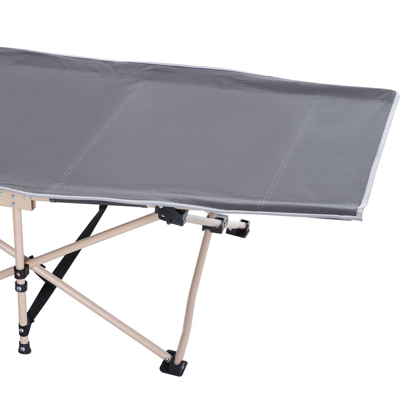 Folding Camping Bed Raised Off Ground for Dry Comfortable Sleep with Carry Bag Grey Beige