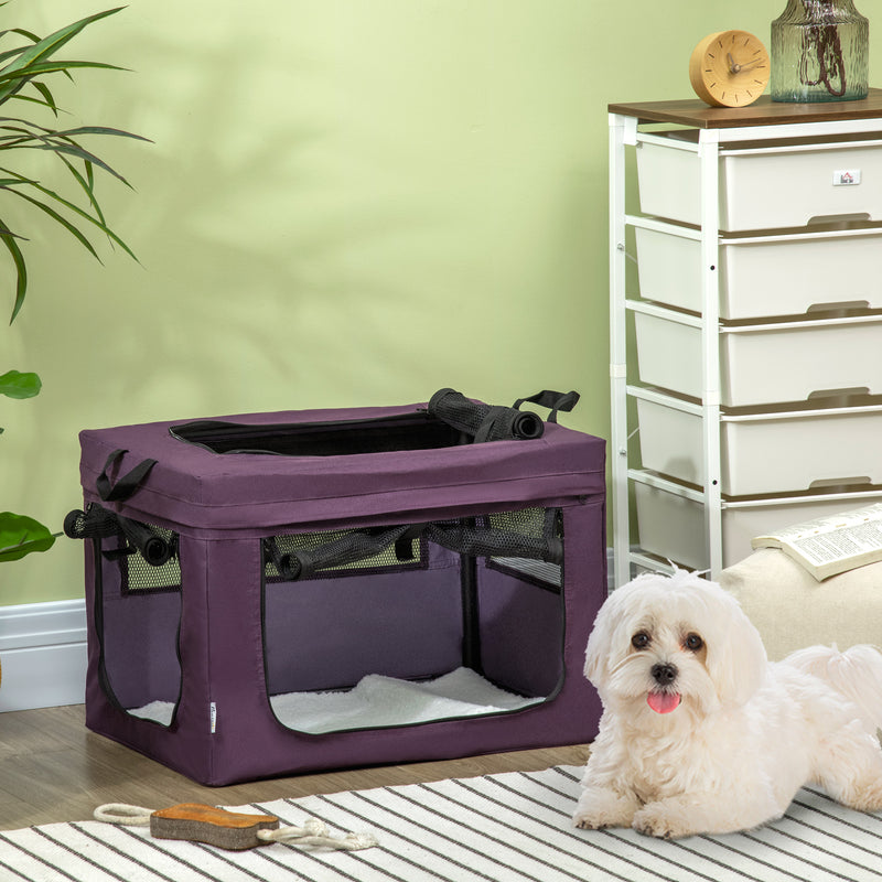 60cm Soft Pet Carrier With Cushion For Small Dogs Ideal For Travel, Purple