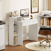 Compact Computer Desk with Shelves and Drawer for Small Spaces White AOSOM