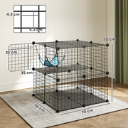 Modular Indoor Cat Enclosure with Climbing Ladder and Hammock for Secure Play Black AOSOM