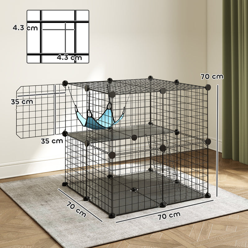 Modular Indoor Cat Enclosure with Climbing Ladder and Hammock for Secure Play Black AOSOM