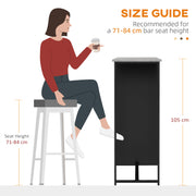 Bar Table with Storage Shelves and Wine Rack for Small Kitchens Grey Marble Black Homcom