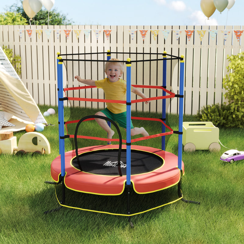 Kids Outdoor Trampoline With Safety Net For Ages 3 to 10 Ideal for Garden Play Blue AOSOM