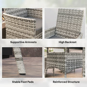 6 Seater Rattan Patio Dining Set with Cushions and Glass Table by Outsunny