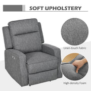 Electric Reclining Armchair with USB Charging Port and Padded Footrest Charcoal Grey