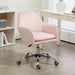 Pink Velvet Swivel Desk Chair with Adjustable Height and Wheels by HOMCOM