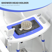 Blue Height Adjustable Shower Chair with Backrest and Anti-Slip Feet by HOMCOM