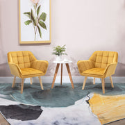 Modern Accent Armchair With Wide Arms And Slanted Back For Living Room Or Office Yellow