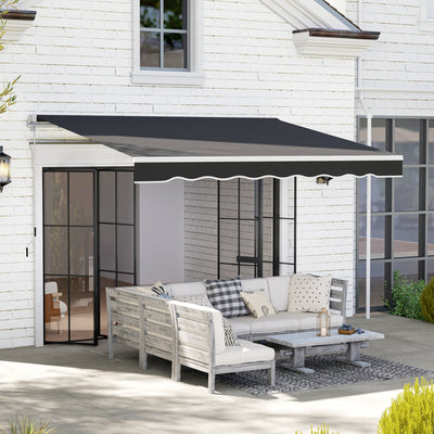 Black Retractable Manual Awning 2.5 x 2m UV-Resistant Weatherproof Shade by Outsunny
