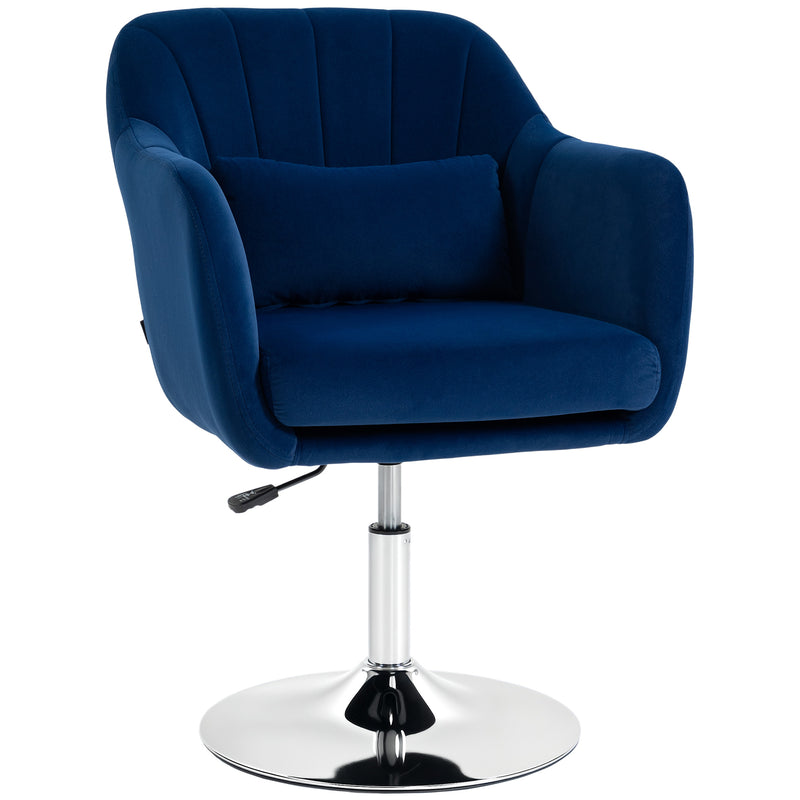 Swivel Lounge Chair with Adjustable Height and Padded Velvet Seat for Bedroom Comfort