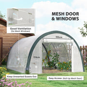 White 4x3m Walk In Tunnel Greenhouse with Steel Frame by Outsunny