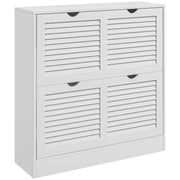White Narrow Shoe Cabinet with 2 Flip Drawers and Adjustable Shelves for 16 Pairs by HOMCOM