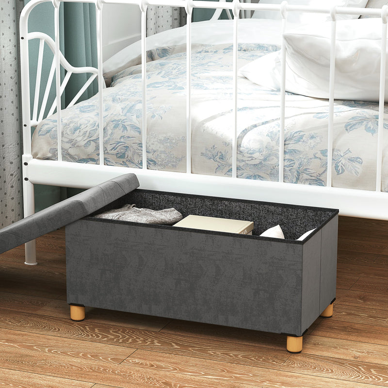 Velvet storage ottoman - Grey