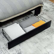 Black Double Ottoman Bed Frame with Spacious Front Drawer for Extra Storage