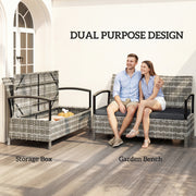 Garden Storage Bench with 125L Hidden Compartment and Padded Seat for Two Dark Grey Outsunny