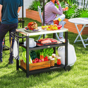 Charcoal Grey Outdoor BBQ Trolley With Stainless Steel Top and Storage by Outsunny