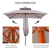 Grey 3 x 3m Garden Umbrella Large Outdoor Parasol with Double Tier Canopy by Outsunny