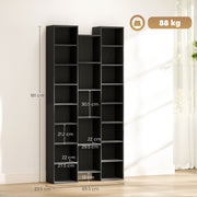 21 Compartment Storage Bookshelf With Open Display Shelves For Home Office, Black