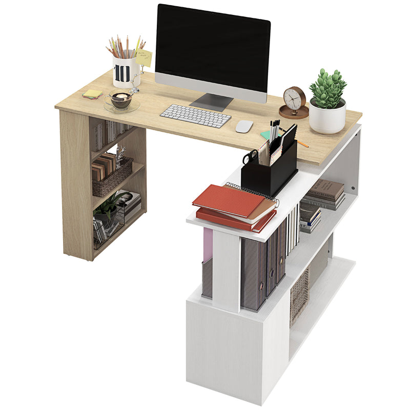 Modular Desk with Adjustable Shelves for Small Home Office and Easy Organisation White