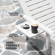 Set of 2 White Reclining Sun Loungers with Foldable Table for Garden and Beach by Outsunny