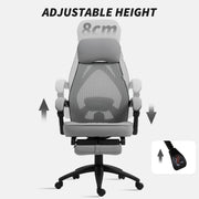 Dark Grey High Back Swivel Office Chair with Footrest and Adjustable Headrest by Vinsetto