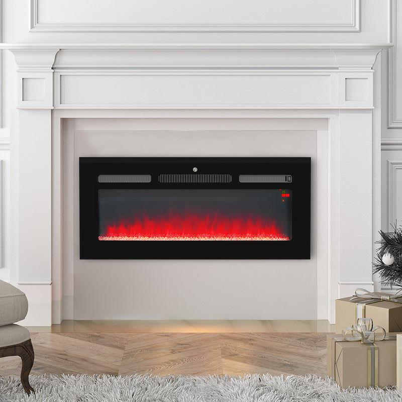 102cm Electric Wall Mounted Fireplace With Remote Control And 9 Flame Colours, Black