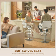 Adjustable Bar Stools with Padded Armrests for Kitchen Island or Breakfast Bar Set of 2 White AOSOM