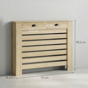 Radiator Cover with Slatted Front and Storage Drawer for Safe Family Homes Oak Homcom