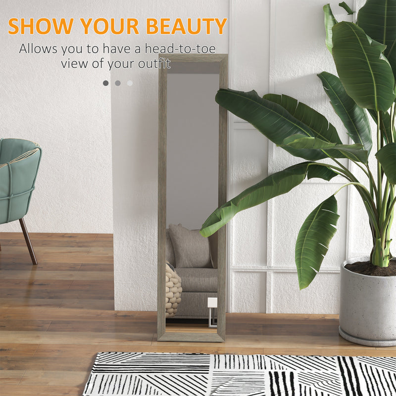 Full Length Bedroom Mirror with Stand or Wall Mount and Shatter Resistant Glass Grey AOSOM