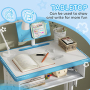 Blue Adjustable Kids Desk and Chair Set with Book Stand and Pen Slot by Aiyaplay