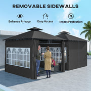 Dark Grey 3 x 3 m Garden Gazebo with Double Roof and Removable Sidewalls by Outsunny