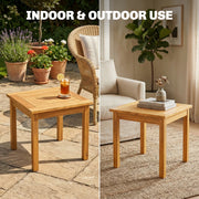 Coffee Table for Indoor or Outdoor Use Compact Acacia Wood with Slatted Top Teak Outsunny