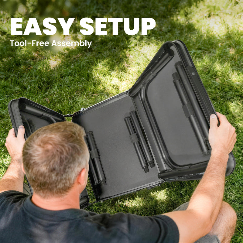 Folding Picnic Table with Mesh Shelf for Easy Outdoor Meals and Camping Black