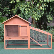 Two Level Wooden Hutch for Guinea Pigs with Slide Out Tray Ideal for Outdoors, Red and Brown