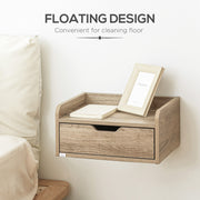 Wall Mounted Floating Bedside Tables Set of 2 with Storage Drawers for Bedroom Use, Natural