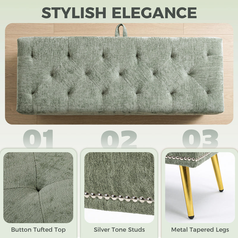 Storage Ottoman with Hidden Compartment and Padded Seat for Living Room or Bedroom