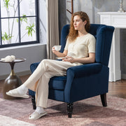 Retro Wingback Accent Chair with Button Tufted Upholstery for Lounge or Bedroom, Dark Blue