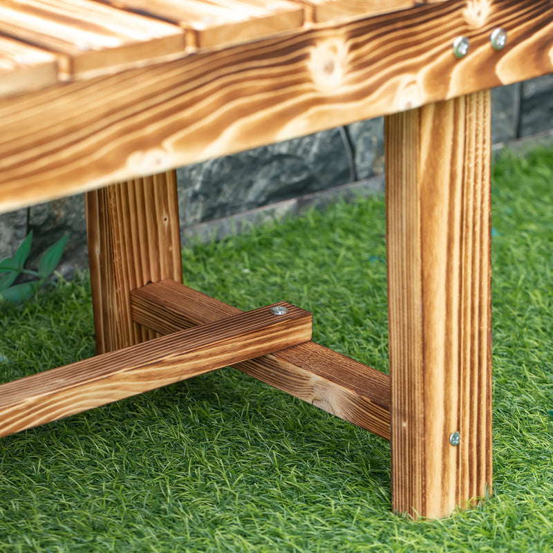 2 Seater Wooden Garden Bench Set for Patio or Indoors Ideal for Relaxing, Carbonised