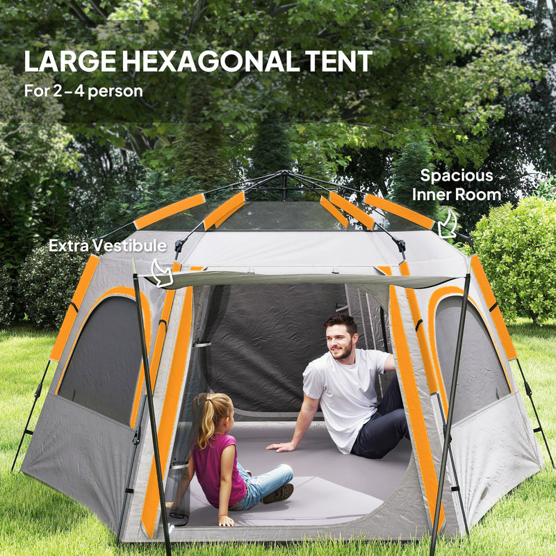 4 Person Pop Up Dome Tent for Quick Camping Shelter Lightweight Light Grey