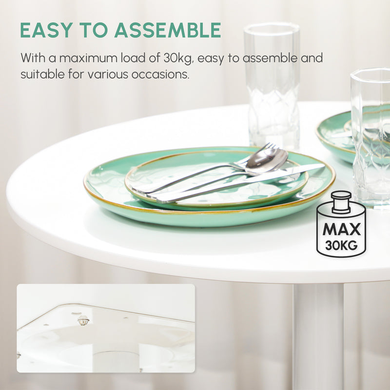 Two Seater Round Dining Table for Small Kitchens or Apartments Minimalist Design White