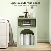 Bedside Table with 2 Open Shelves for Bedroom Storage and Display, Light Green