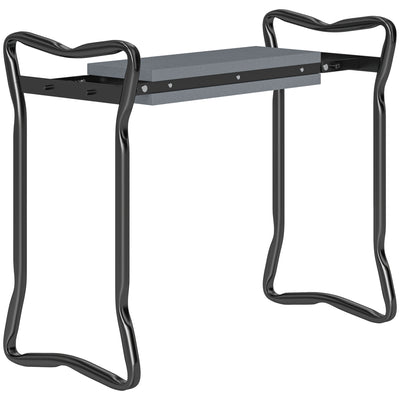2 in 1 Garden Kneeler Seat Foldable Kneeling Pad and Support Bench Grey by Outsunny