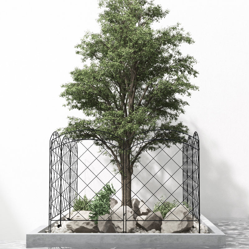 8 Piece Decorative Garden Fence Panels Rustproof Steel Edging for Flower Beds and Pets