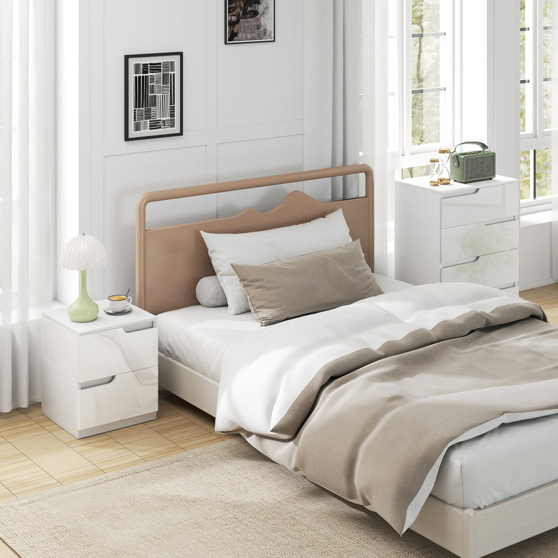 Bedroom Storage Set with 4 Drawer Chest and 2 Bedside Tables for a Tidy Room White