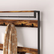 Industrial Style Hallway Coat Rack With Shoe Bench in Brown and Black by HOMCOM